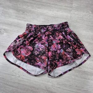 Lululemon Shorts Womens 2 Floral Multi Tracker V 4" Lined Running Low Rise